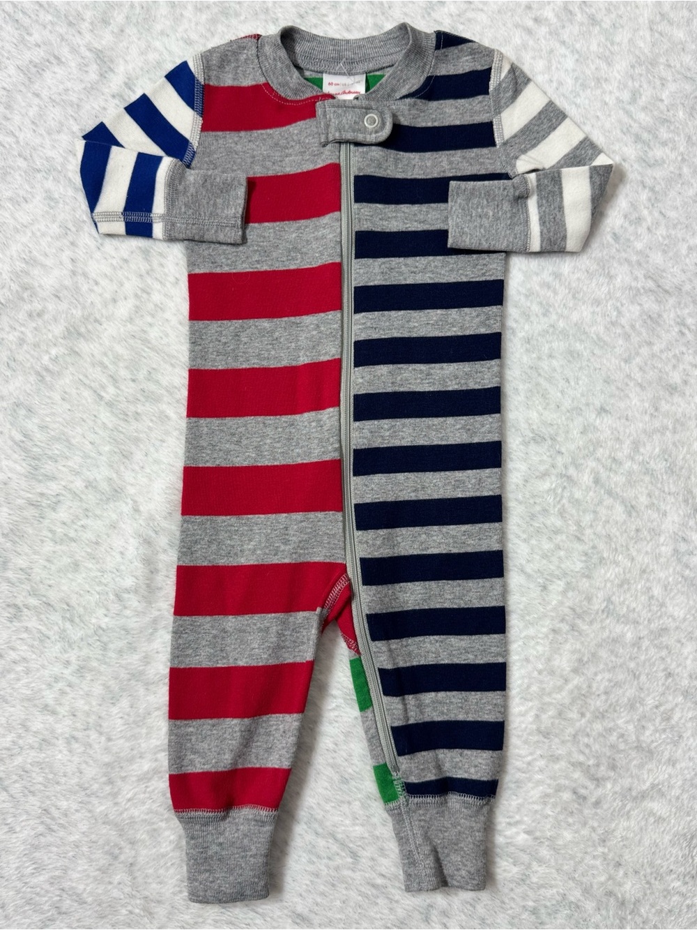 Hanna Andersson Grey Multi Stripe Zip Sleeper 3-6M Baby Organic Cotton Rainbow